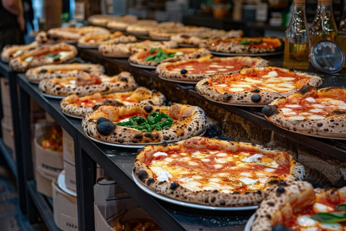 Utvalg av pizza og kebab